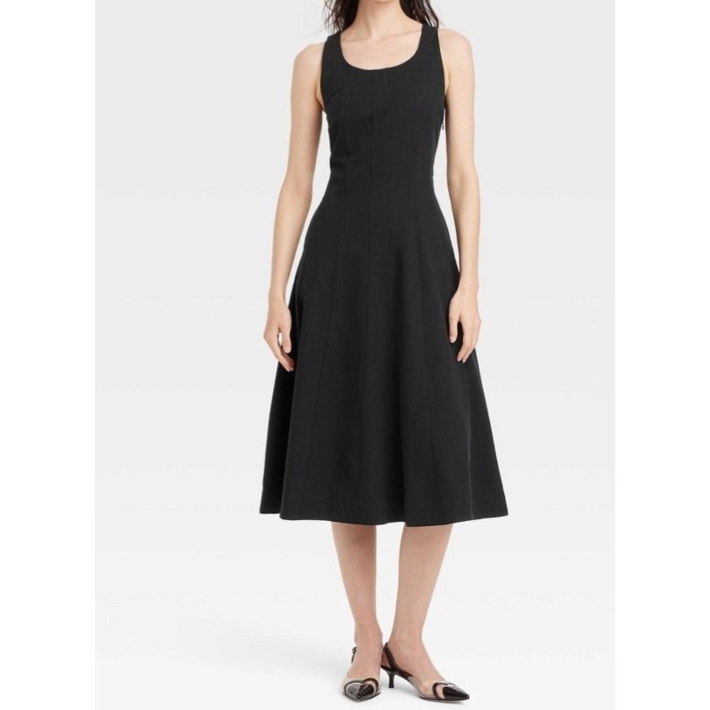 A New Day NWT Women's Corset Midi A-Line Dress Black Size 2